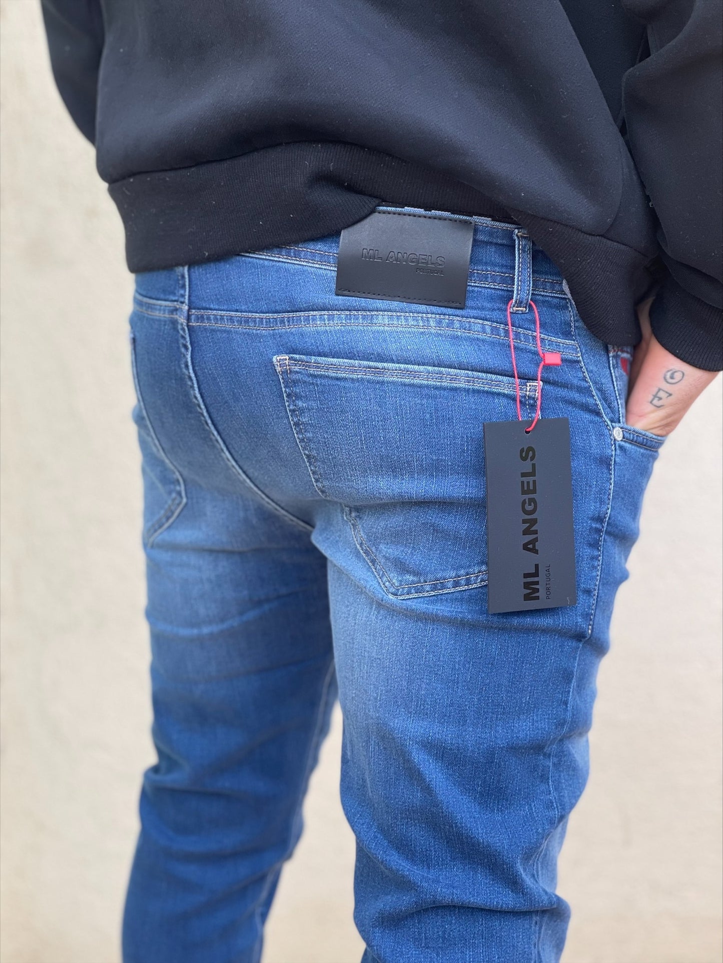 Le lisboa jeans bleu pour homme coupe skinny