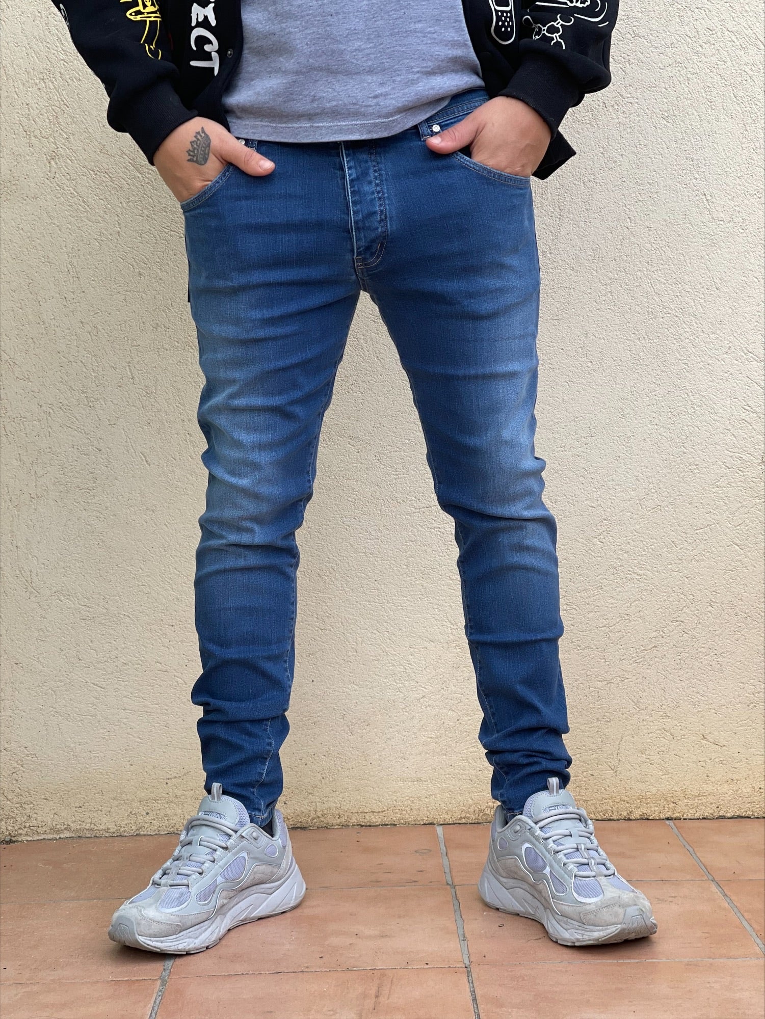 Le lisboa jeans bleu pour homme coupe skinny 